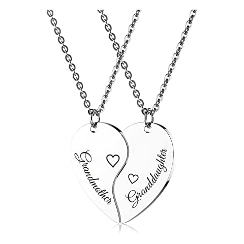 Jewelady A Pair Grandmother Granddaughter Puzzle Matching Necklaces for Grandma and Teen Girl, Birthday Mother's Day Gifts,Love is Forever,Family Gifts. Cover