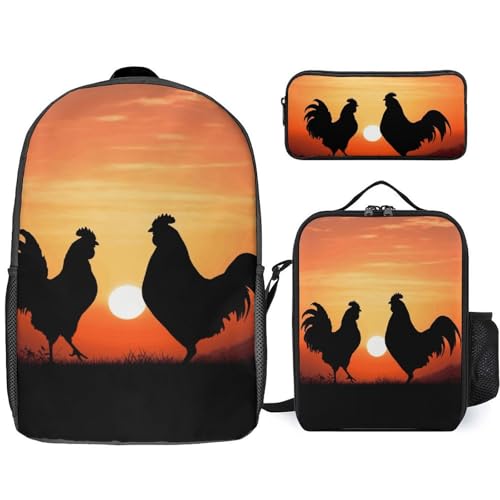 Sac à dos anti-encombrement 3 pièces avec sac isotherme repas étanche poules