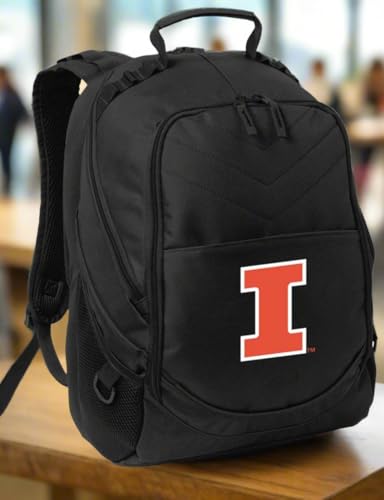 Image of Broad Bay University of Illinois Backpack | Official Fighting Illini Logo, Padded Laptop Computer Section, Premium 600 Denier Nylon Fabric,