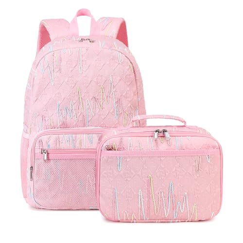 JIANYA Kids Backpack for School, Lightweight Girls Backpack with Lunch Box Elementary Children's School Book Bag