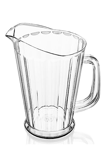 Soro Essentials- 60 oz. Polycarbonate Tapered Pitcher Clear Color - Beverage Serveware Carafe Clear Pitcher for Mimosa Bar Brunch Cold Water Juice Milk Iced Tea Lemonade for Home Restaurant - Best Pitchers & Carafes