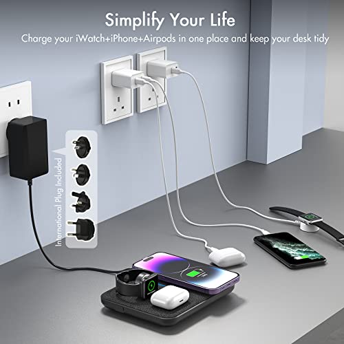 Mangotek Wireless Charger Iphone And Watch Charging Station, 4 In 1 Apple Watch And Airpods Multiple Devices Fast Charging Stand Pad Mat Dock For Iphone 14 13 12 11 Pro Max 7 8 Se X Xs Xr Iwatch #TOP4