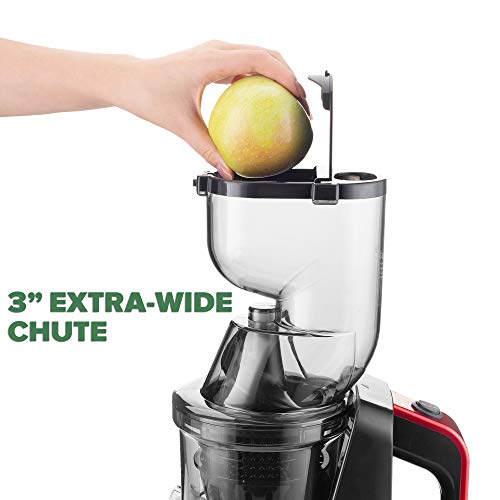 Caynel Slow Masticating Juicer Cold Press Extractor with 3" Wide Chute for Fruits, Vegetables and Herbs, Quiet Durable Motor with Reverse Function, Easy Cleaning High Yield Vertical Juicer, Tritan Material Non-toxic, BPA Free (Black)