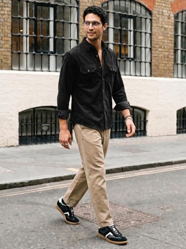 Image of Urbano Fashion Men's Corduroy Full Sleeve Regular Fit Solid Overshirt with Utility Pockets