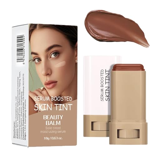 Full Coverage Skin Tint Foundation Stick –Serum Infused Hydrating Beauty Balm with Natural Finish –Lightweight Non Greasy Makeup Stick for Face Daily Wear All Skin Types &Long Lasting(Chocolate Brown)