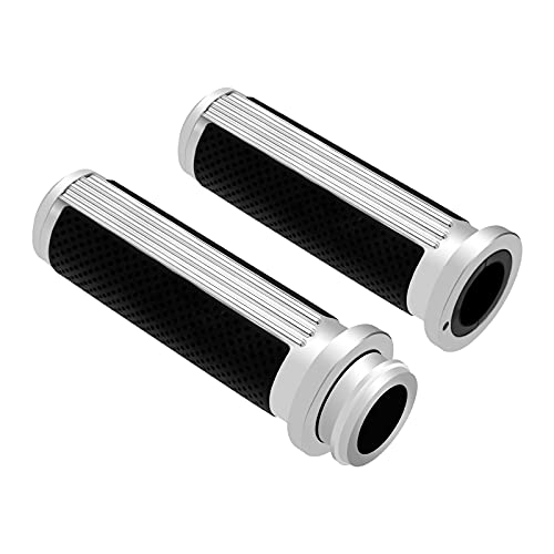 HDBUBALUS 1' Electronic Throttle Defiance Handlebar Grips 25mm Hand Grips Fit for Harley Touring Street Glide Road King Road Glide Electra Glide (#1 Chrome)