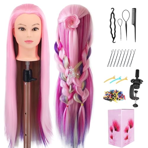 Cabeça de manequim com cabelo, cabeça de boneca de 73,7 cm para penteados cosmetologia, cabeça de ma