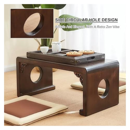 Table basse japonaise pliante petit espace salon marron rétro