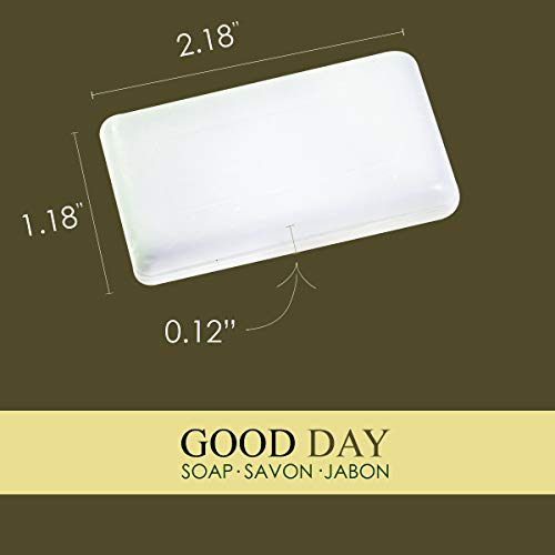 Soap Travel Size Bulk- Hand And Facial Soap - Good Day - 0.5 Oz- 100 White Bars Per Case- Moisturizing - Individually Wrapped For Hotels, Rentals, Charity Donations, Spa - Value Pack #TOP3
