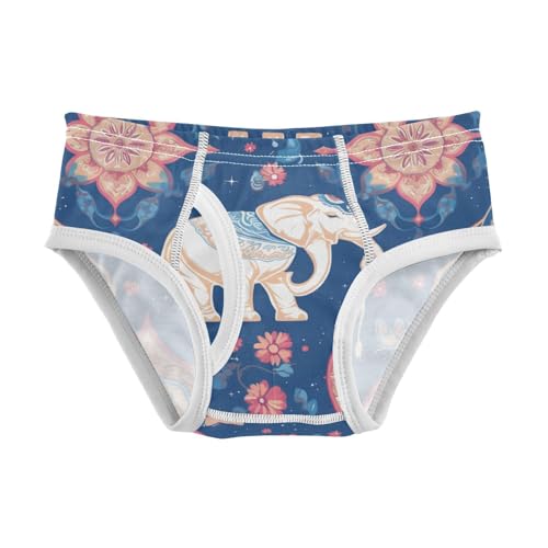 KLL Colorful Elephants Decorated Mandala Toddler Boys Comfort Boxer Briefs Breathable Children Panties