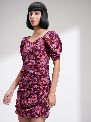 Image of Tokyo Talkies Women's Dresses for Women | Floral Print | Short Smocked Dress | Puff Sleeves | Elegant & Trendy