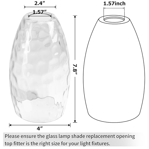 Image of GO&SO Glass Pendant Light Shades 3Pcs,7.8 inch H x 4 inch D,Clear Ripple,Oval | 1.57 inch Fitter E26 Base,Hand-Blown Art Fixtures,Chandelier Shades for Kitchen Island,Hanging Light Shades