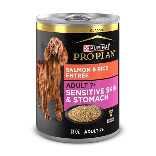 Purina Pro Plan Senior Wet Dog Food for Sensitive Stomach with Salmon and Rice Entree - 13 oz. Can (Pack of 12)