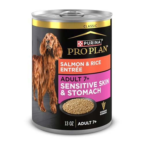 Purina Pro Plan Senior Wet Dog Food for Sensitive Stomach with Salmon and Rice Entree - 13 oz. Can...