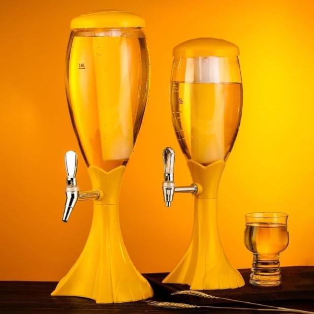 Dispenser Beer High Capacity Bar Glowing Beer Tower Water Juice Beverage Tabletop Home Bar Liquid Drinking 1.5l/0.39 Gallon (Silver color)