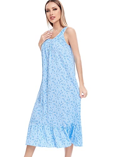 Image of MZROCR Cotton Nightgowns for Women Soft Sleeveless Night Gown for Adult Women Ruffle Sleepwear