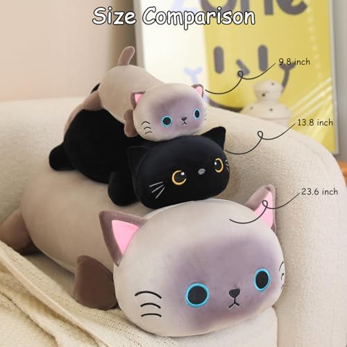 SQEQE Weighted Black Cat Stuffed Animals, Weighted Black Cat Plush, Cute Plushies Toy Gift for Kids Adults(9.8 Inch, 0.8 Lbs) - 3
