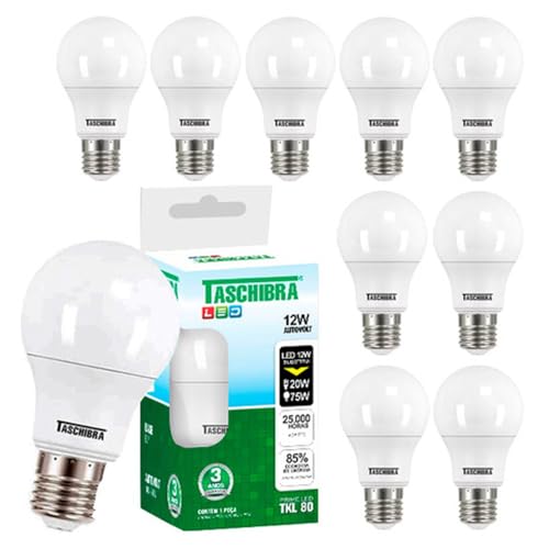 Lâmpada Led Bulbo A60 Tkl 12w E27 Taschibra Kit Com 10 Pçs Cor Da Luz Fria (6500k) 110v/220v