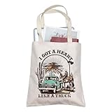 BLUPARK Country Music Quote Tote Bag I Got A Heart Like a Truck Musical Shoulder Bag Cowboy Cowgirl Merchandise Western Song Gift (I GOT A HEART, LIKE A TRUCK Tote)