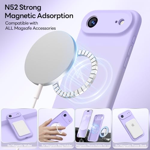 Image of LOVE 3000 Designed for iPhone Air Case, Premium Silicone [Compatible with Magsafe][Soft Anti-Scratch Microfiber Lining] Shockproof Protective Phone Case for Men Women 6.5 inch, Light Purple