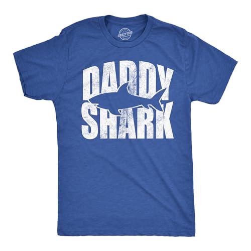 T-shirt homme Daddy Shark bleu heather royal en taille grande 3XL