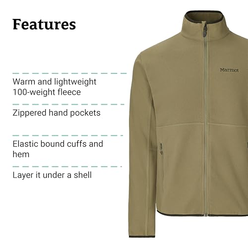 Image of MARMOT Men's Rocklin Full-Zip Jacket - Classic, Warm, Lightweight 100-Weight Fleece Layer