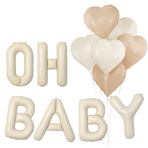 Globo Oh Baby, globos con letras OH BABY de color blanco crema, 16 pulgadas