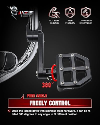 Image of MZS 1.25 inch Highway Pegs, Motorcycle Adjustable Highway Foot Pegs Mount Long Angled CNC Aluminum Compatible with Sportster Softail Road King Street Glide Electra Dyna Vulcan VTX for 1 1 /4 Engine Guard