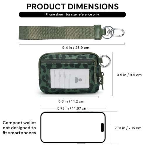 Image of Small Wristlet Wallets for Women with Clear ID Window, Keychain Coin Purse | Organized Interior with 3 Card Slots, Inner Mesh Pouch, Lipstick Holder, Metal Key Ring and Detachable Wrist Strap