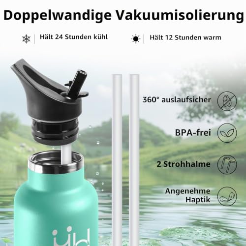 HoneyHolly Trinkflasche 1L, BPA-Frei, Trinkflasche Edelstahl, Thermosflasche, Auslaufsichere Isolierflasche Doppelwandig, Wasserflasche… – Ansicht 4