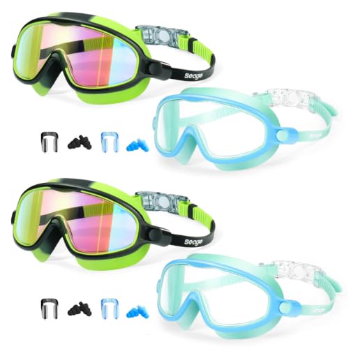 Image of Seago Swim Goggles for Kids 3-14 Anti-Fog & UV Wide Clear View Boys Girls