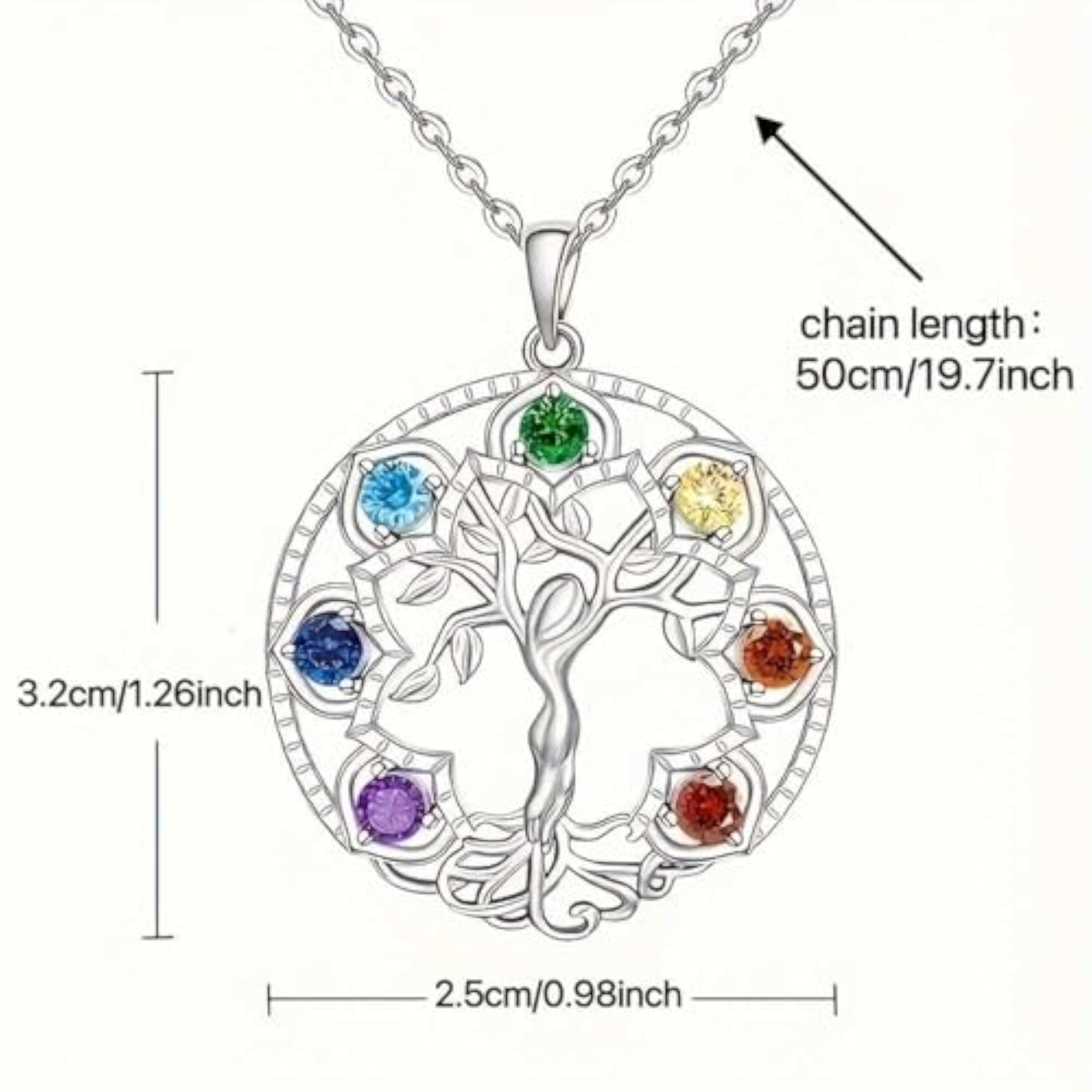 Tree of Life Chakra Energy Pendant Necklace with Chain