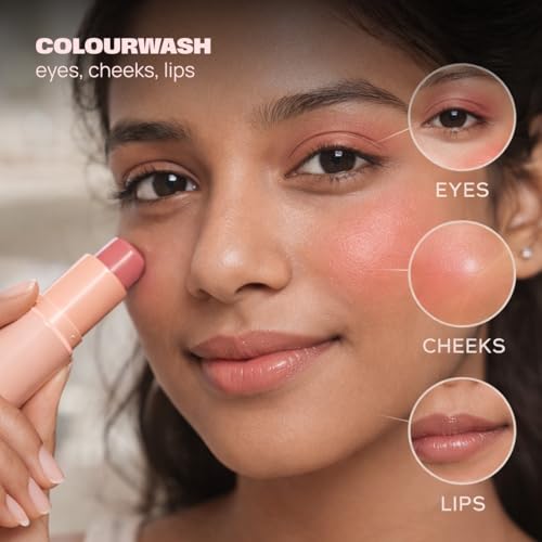 Image of Sammmm FIRST CRUSH Dual Core Blush Stick Jammy (Dark Pink,7.5g) | Cute Creamy Blusher for Cheeks, Eyes, Lips for Dewy Finish | Blendable & Lightweight Stick Blush For Face Makeup | For Young Skin