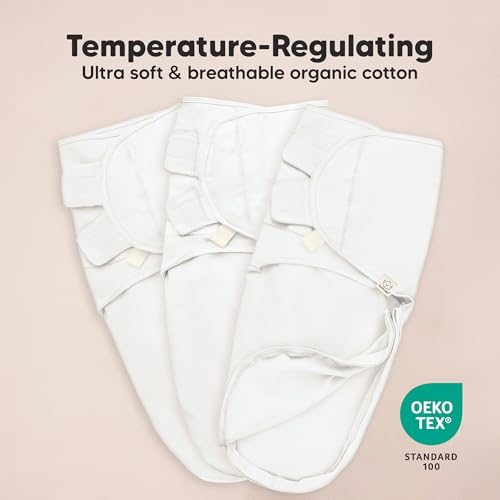 Image of Baby Swaddle Sleep Sacks with Zipper - 3-Pack Swaddles for Newborns 0-3 Months, Infant, Baby Girls, Boys, Soft & Durable Newborn Sleep Sack, Easy Diaper Change Swaddling Blanket (Soft White, OS)