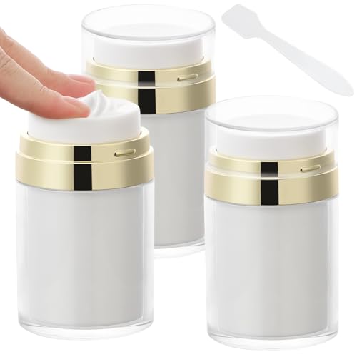 Segbeauty 3.38oz Airless Pump Jar, Empty Makeup Containers 100ml Vacuum Bottle Dispenser, 3pcs Refillable Jar Travel Bottles for Toiletries Moisturizer Container Travel Size for Lotion Moisturizer