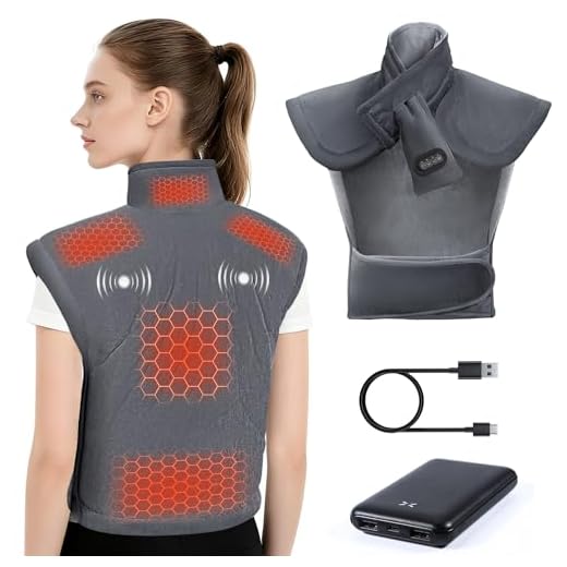 Arlierss Manta Electrica para Espalda Cuello Hombros con Batería de 10000mAh, Almohadilla Térmica Eléctrica con 3 Niveles de Temperatura & 3 Modos de Masaje, Esterilla Electrica con Apagado Automático