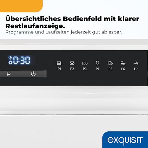 Exquisit Tischgeschirrspüler | 8 Maßgedecke, Energieklasse D, 49 dB Geräusch | 7 Programme, Extra-Trocknung, Selbstreinigung, Startzeitverzögerung, Door Open, Innenbeleuchtung | GSP5508-030D weiss