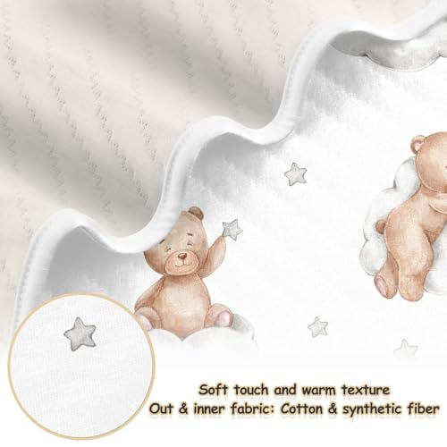 Image of vvfelixl Baby Blanket Teddy Bears Clouds Cotton Blanket for Infants, Toddler, Boys, Girls, Lightweight Swaddle Blanket for Crib, Stroller, Nursery Blankets, Good Night, 30x40 in