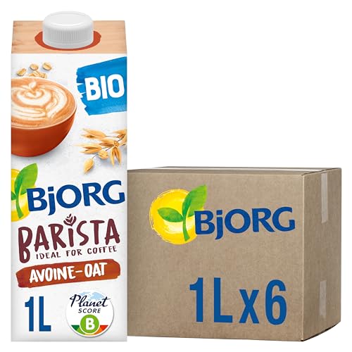 BJORG - Boisson Avoine Barista - Boisson Végétale Bio - Pauvre en Acides Gras Saturés - Idéal Café et Latte Art - 1 L x 6