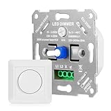 Dimmer Schalter LED Dimmer 230V Dimmschalter, Unterputz Lichtschalter Dimmbar Drehdimmer inkl, für led lampen,Glühlampe und Halogenlampe, Cremeweiß, kompatibel mit Markenschalterprogrammen