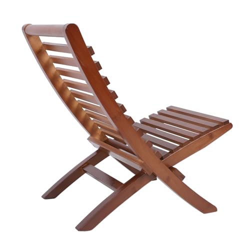 Chaise pliante en bois 2 pièces avec dossier haut confortable marron foncé