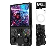R36MAX Retro Handheld Game Console, 4.0 Inch 720x720 IPS Screen, Portable Handheld Linux System, 4000mAh Battery-Charcoal Black