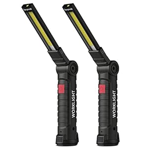 Coquimbo Work Light Birthday Gifts for Men Him Husband, LED Torch Rechargeable Emergency Inspection Lamp 360° Rotate Mechanic Light with Magnetic Base Hook (2 Pack, Black)