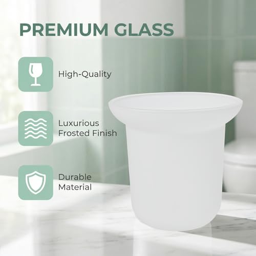 JNEYVIC Toilettenbürstenbecher Toilettenbürstenhalter Milchglas Klobürstenhalter Glas Toilettenbürstenschale Ersatzhalter für Toilettenbürste Toilettenbecher Toilettenbürsten-Basisbecher für Bad