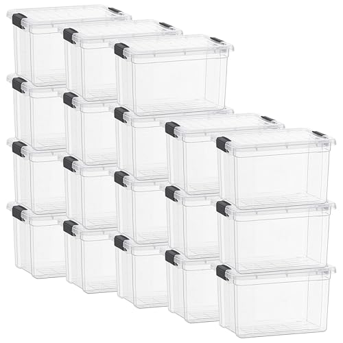 Image of Superio 49 Quart Clear Plastic Storage Boxes with Lids, Stackable Organizer Containers, BPA-Free Storage Bins for Home, Office, School & Dorm, 18 Pack