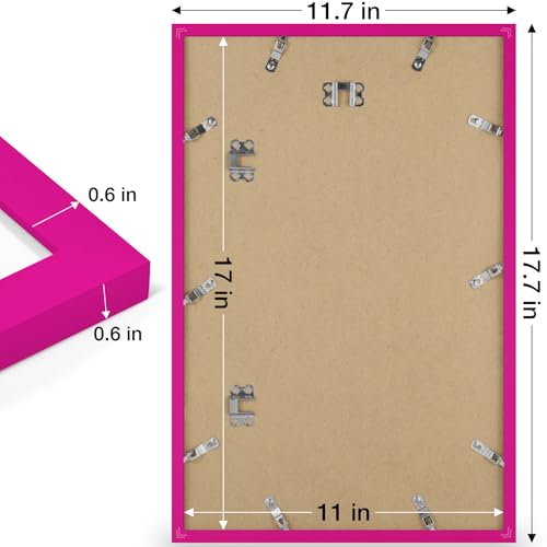 decorUhome 11x17 Picture Frame, Display Pictures 8x12 with Mat or 11x17 without Mat, Wall Hanging Poster Frame, Magenta, 1 Pack