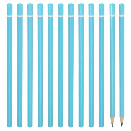 PATIKIL 三角木製鉛筆 バルク 12本入り HB グラファイト鉛筆 事務所用品 エンジニアリング マーキング 書き込み アート 絵画 用品 ブルー