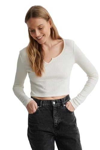 Redamancii Round Neck V-Cut Full Sleeve Ribbed Top