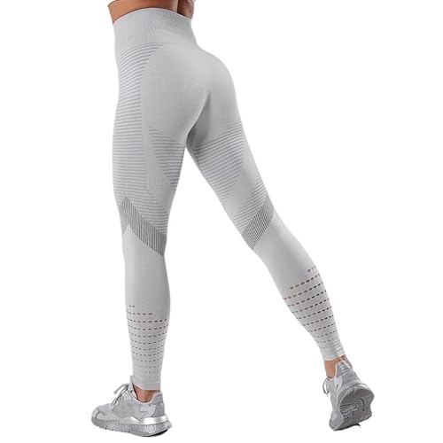 Leggins Sportivi Donna Leggings Per Fitness Senza Soluzione Di Continuità A Vita Alta Yoga Pantaloni Donne Allenamento Ansultalizzato Da(Gray,L)