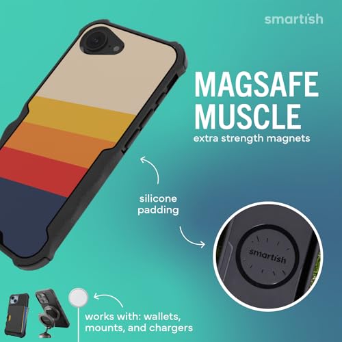 Image of Smartish iPhone 17e /16e MagSafe Case - Gripzilla Protective Magnetic Case for Men [Rugged + Tough] Military Grade Heavy Duty Grip Armor - Drop Tested for iPhone 17e /16e - Striped Up